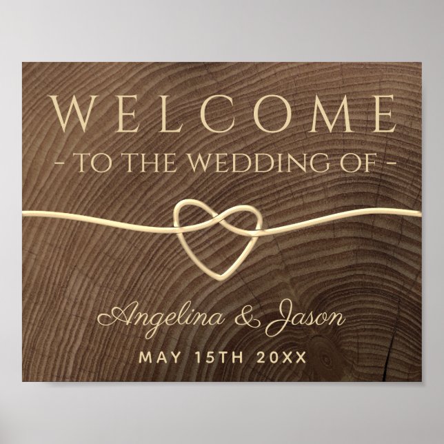 Poster Simple Bienvenue de mariage en bois (Devant)
