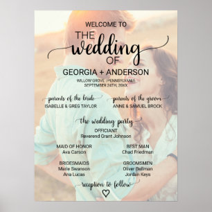 Poster Simple Black Calligraphy Photo Wedding Programme