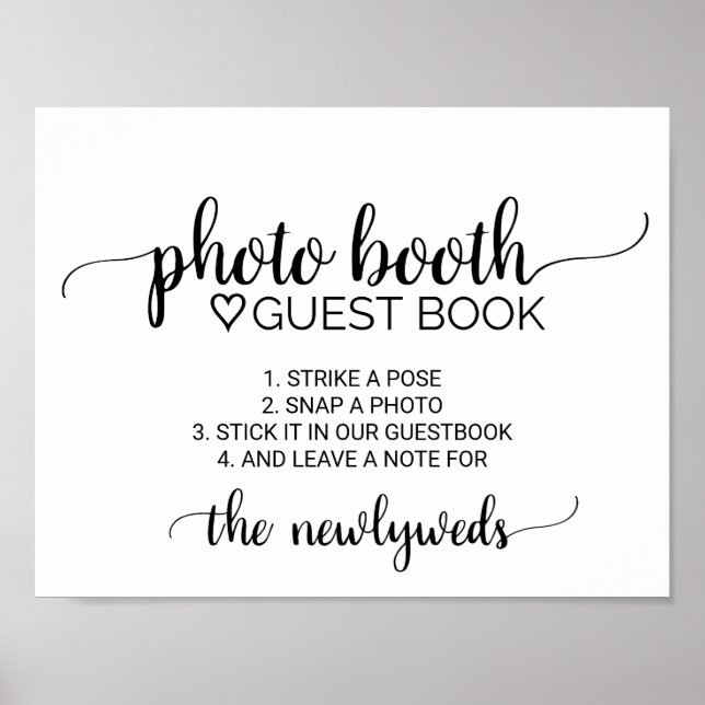 Poster Simple Black Calligraphy Photobooth Livre d'invité (Devant)