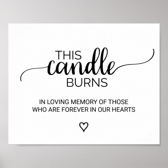 Poster Simple Black Calligraphy This Candle Burns Sign (Devant)