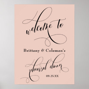 Poster Simple Blush Pink Bienvenue au dîner de répétition