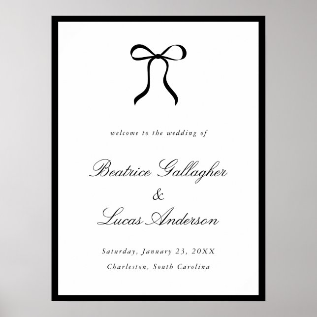 Poster Simple Bow Classic Wedding Welcome Sign (Devant)