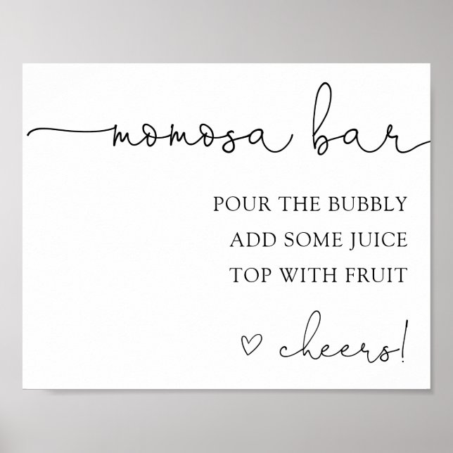 Poster Simple Calligraphie Momosa Bar Boisson Signal (Devant)