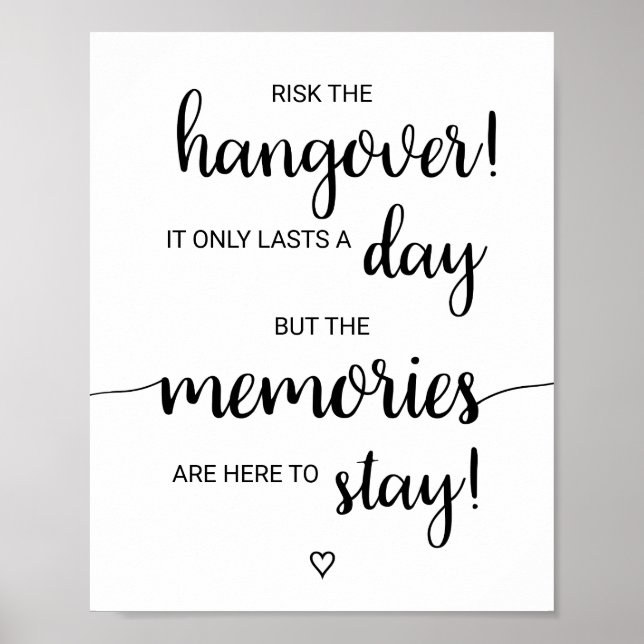 Poster Simple calligraphie noire Hangover & Memories Sign (Devant)