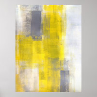 'Simple Carré Gray and Yellow Abstrait Art
