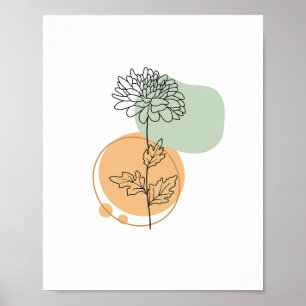 Poster Simple Chic minimaliste Abstrait Style Boho Floral