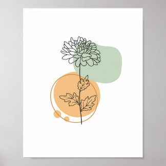 Poster Simple Chic minimaliste Abstrait Style Boho Floral