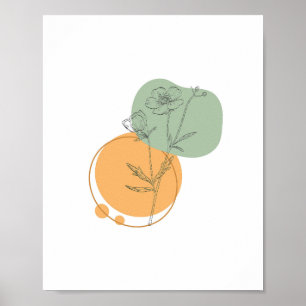 Poster Simple Chic minimaliste Abstrait Style Boho Floral