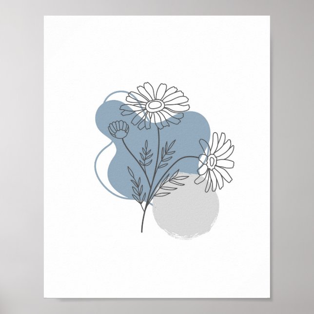 Poster Simple Chic minimaliste Abstrait Style Boho Floral (Devant)