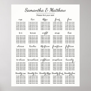 Poster Simple & Chic Wedding -More Tables Seating Chart