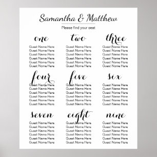 Poster Simple & Chic Wedding Seating Chart