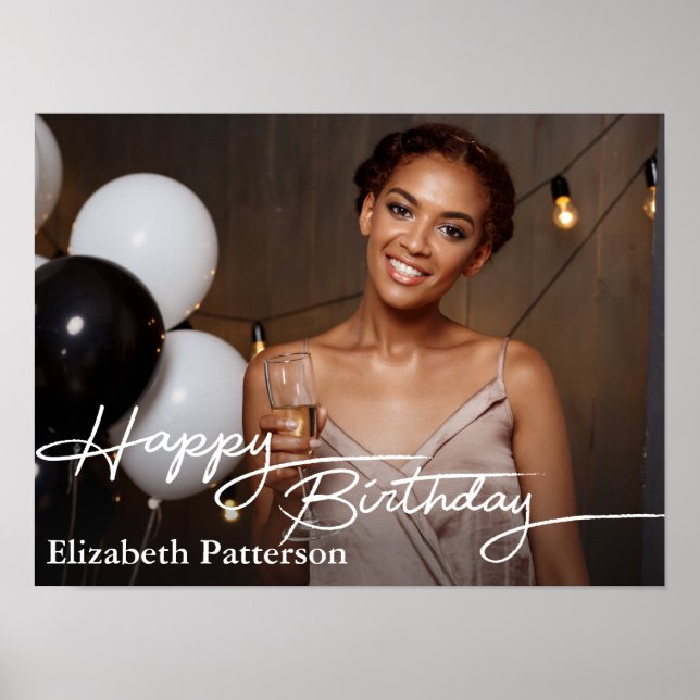 Poster Simple Classique Joyeux Anniversaire Photo (Devant)