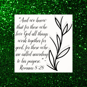 Poster Simple couplet de la Bible Noire et Blanc Botaniqu