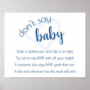 Poster Simple Dont Dites Bébé   Jeu de douche bleu clair