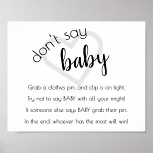 Poster Simple Dont Say Baby   Black Script Shower Game
