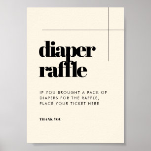 Poster Simple élégant & chic Diaper Raffle panneau