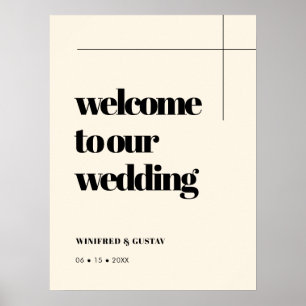Poster Simple Elegant & Chic Mariage Welcome Cream