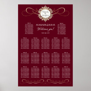 Poster Simple Elegant Gold Swirl Black Mariage assis Po