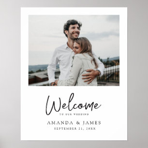 Poster Simple Élégant Moderne Photo de Mariage de Bienven