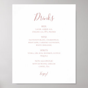 Poster Simple Elegant Rose Gold Mariage Boissons Menu Sig