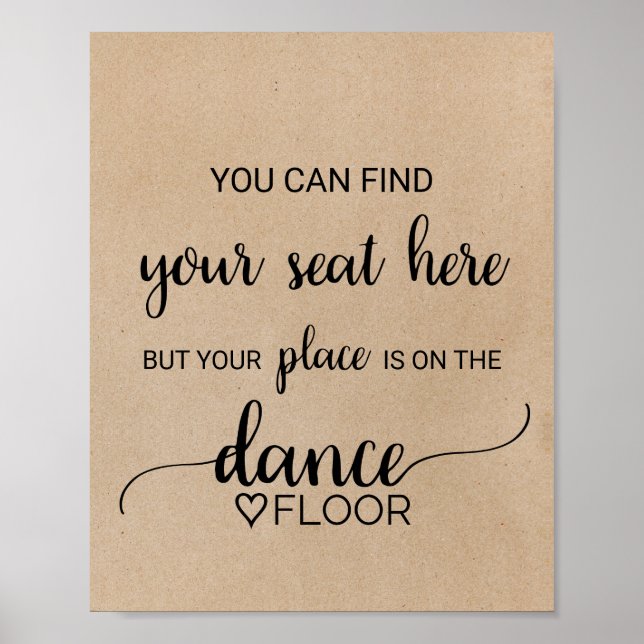 Poster Simple Faux Kraft Calliage Dance Floor Signal (Devant)