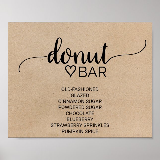 Poster Simple Faux Kraft Calligraphie Barre de Donut (Devant)