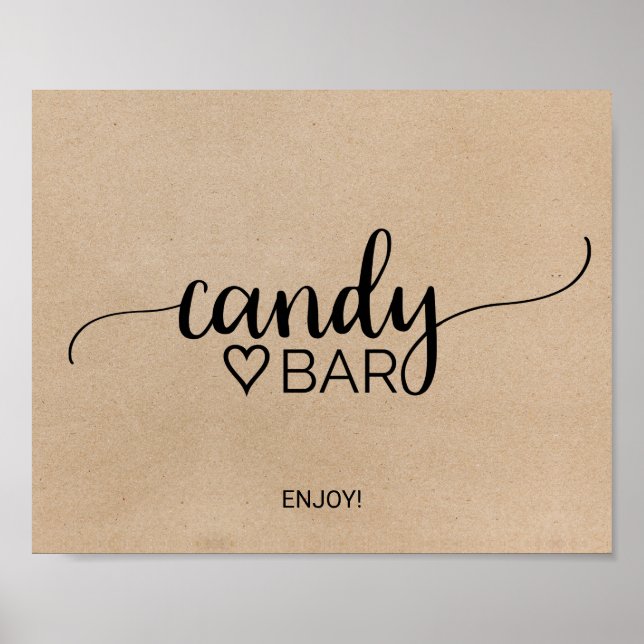 Poster Simple Faux Kraft Calligraphie Candy Bar Signal (Devant)