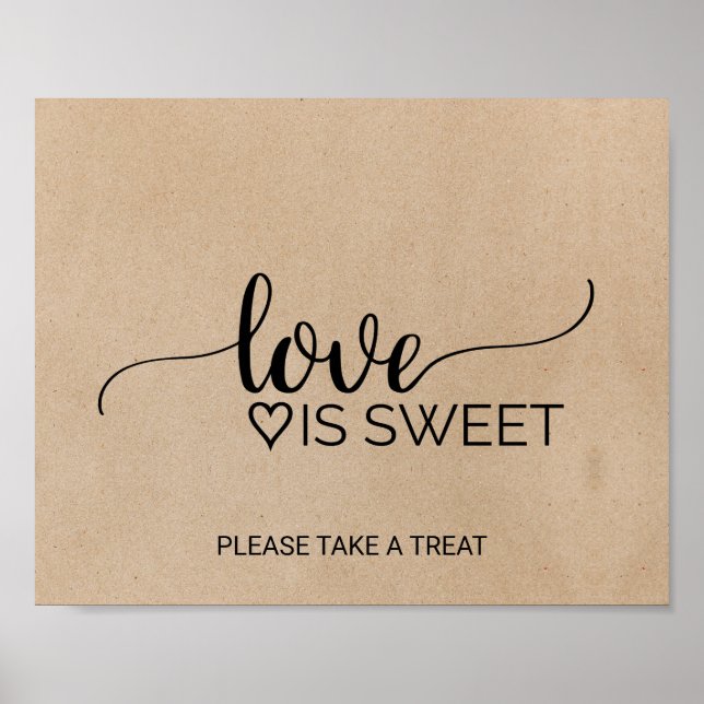 Poster Simple Faux Kraft Calligraphie L'amour est doux si (Devant)