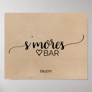 Poster Simple Faux Kraft Calligraphy S'mores Bar Sign