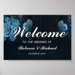 Poster Simple Flora Gold Geometric Frame Wedding Welcome 