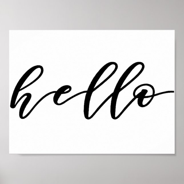 Poster Simple Hello Design dans un magnifique script de t (Devant)