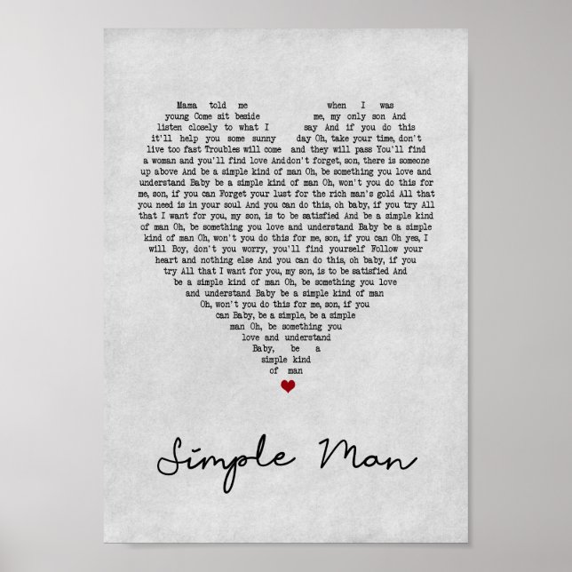 Poster Simple Homme Grey Coeur Chanson Lyrique Mur Art Im (Devant)
