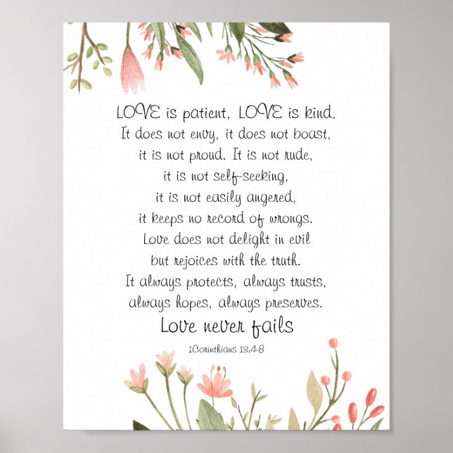 Poster Simple Jolie Fleurs Roses Mariage chrétien (Devant)