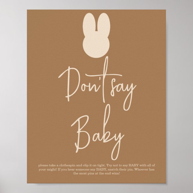 Poster Simple lapin Ne dis pas bébé (Devant)