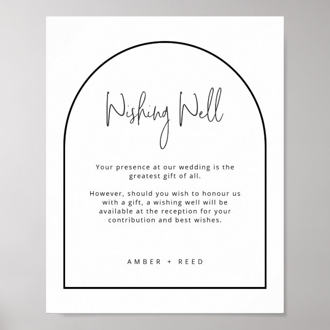 Poster Simple Mariage d'arche noire blanche enseigne bien (Devant)