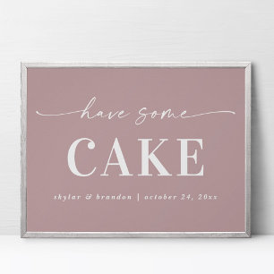Poster Simple Mauve Ont Un Signe Mariage De Gâteau