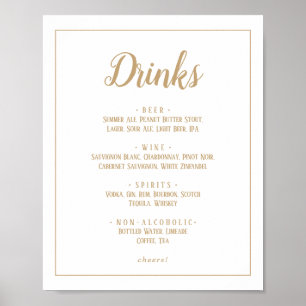 Poster Simple Minimalist Mariage Gold Drame Menu Frame