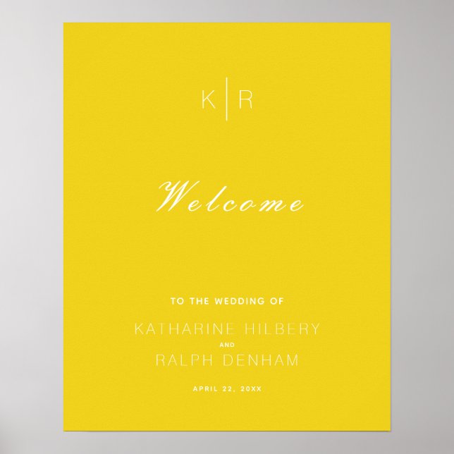 Poster Simple Moderne Mustard Mariage jaune Accueil (Devant)