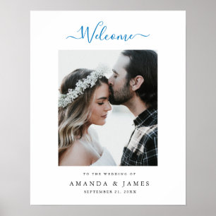 Poster Simple moderne Ocean Blue Beach Mariage Bienvenue