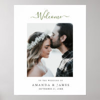 Simple moderne Olive Green Spring Wedding Bienvenu