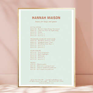 Poster Simple moderne, Professionnel, Salon, Tarifs