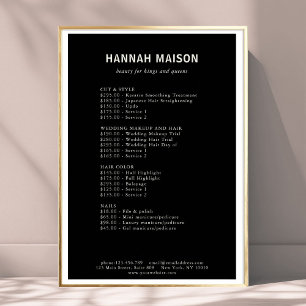 Poster Simple moderne, Professionnel, Salon, Tarifs