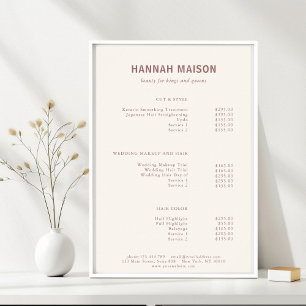 Poster Simple moderne, Professionnel, Salon, Tarifs