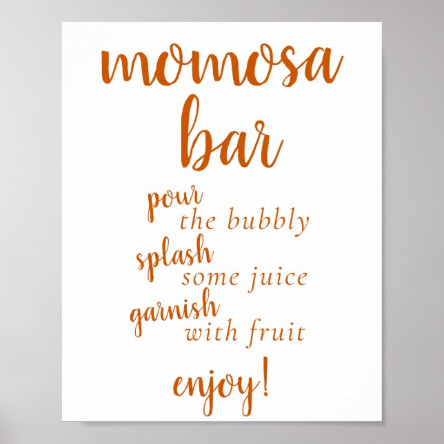 Poster Simple Momosa Bar | Automne Orange Tout Événement  (Devant)