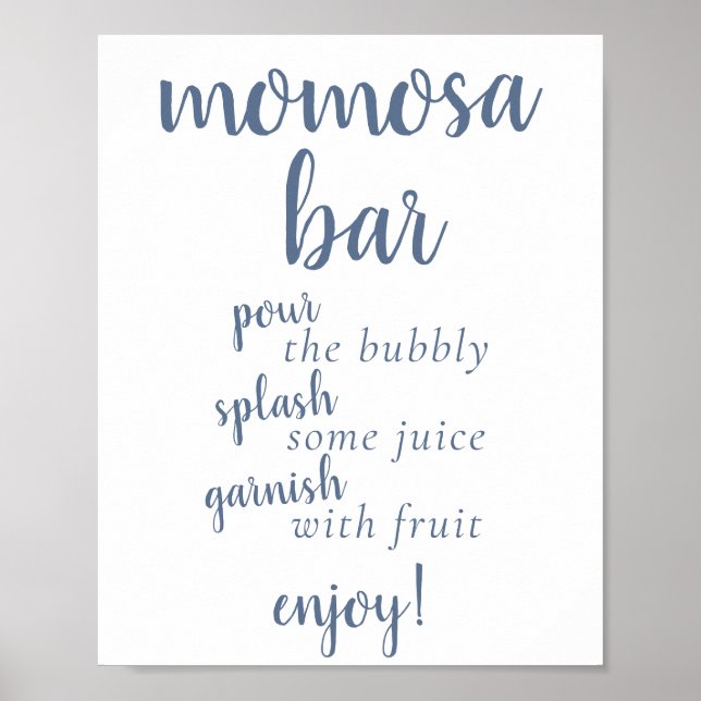 Poster Simple Momosa Bar | Dusty Blue Any Event Sign (Devant)