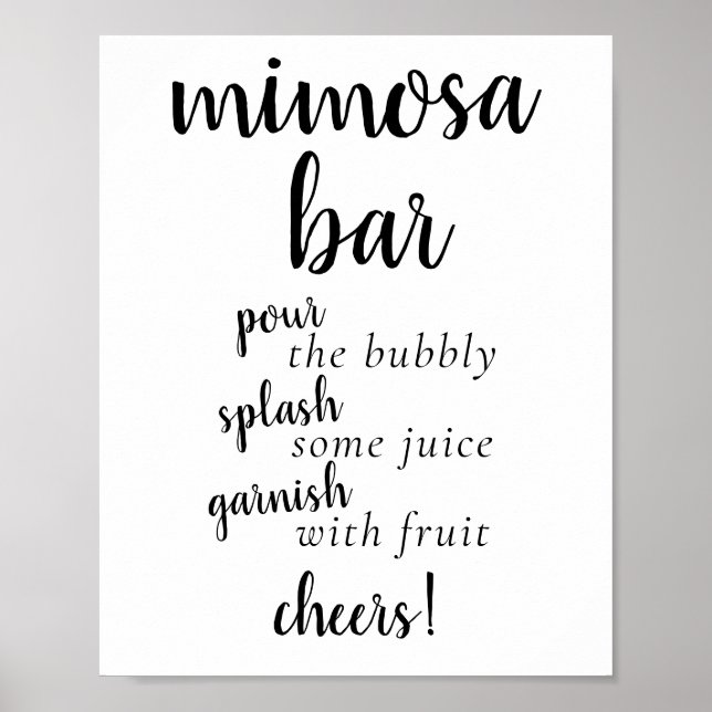 Poster Simple Momosa Bar | Script noir Tout événement Sig (Devant)