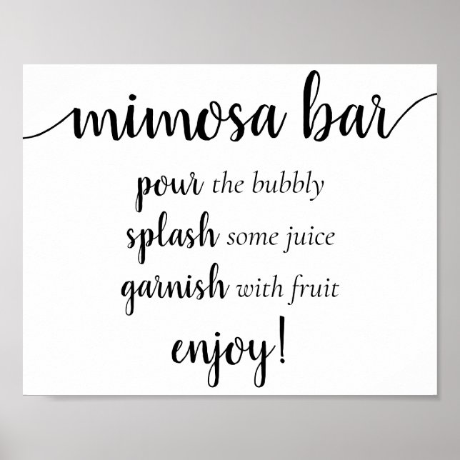 Poster Simple Momosa Bar | Script noir Tout événement Sig (Devant)