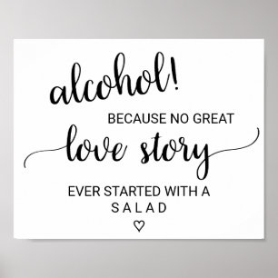 Poster Simple Noir Calligraphie Alcool Love Story Signe