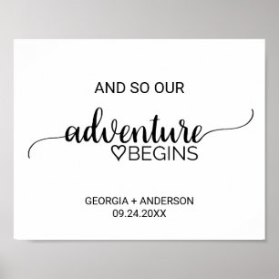 Poster Simple Noir Calligraphie Aventure Commence Signer