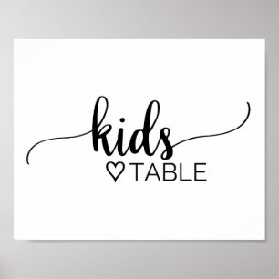 Poster Simple Noir Calligraphie Enfants Panneau de table